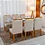 Mesa de Jantar Bali 160×80 Vidro Off/Base Madeira + 6 Cad. Atlanta Linho Bege Cru Madeira Minas Plac - Imagem 2