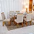 Mesa de Jantar Bali 160×80 Vidro Off/Base Madeira + 6 Cad. Atlanta Linho Bege Cru Madeira Minas Plac - Imagem 1
