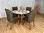 Mesa de Jantar Bali Circular 1.10×1.10 Vidro c/4 Cadeiras Isa em Veludo - Minas Plac/Ouro Decor - Imagem 1