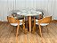 Mesa de Jantar Bali Circular Vidro 1.10×1.10m c/4 Cadeiras Pérola - Imagem 1