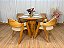 Mesa de Jantar Paris Circular 1.10×1.10 c/4 Cadeiras Ravena – Cinamomo Laminado/Linho - Imagem 2