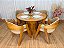 Mesa de Jantar Paris Circular 1.10×1.10 c/4 Cadeiras Ravena – Cinamomo Laminado/Linho - Imagem 3