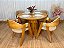 Mesa de Jantar Paris Circular 1.10×1.10 c/4 Cadeiras Ravena – Cinamomo Laminado/Linho - Imagem 1