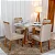 Mesa de Jantar Atlanta Redonda 120cm /Base Madeira - Minas Plac + 4 Cad. Isabela Linho Bege 01 Madeira KM Decor - Imagem 1