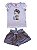 Conjunto Feminino Infantil – Blusa de Cotton e Short Listrado - Imagem 2