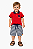 Conjunto Infantil Masculino Polo Com Bermuda Coral/Marinho - Imagem 1