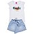Conjunto Feminino Infantil Blusa de Cotton e Short Jeans - Imagem 2