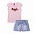 Conjunto Feminino Infantil Blusa de Cotton e Short Jeans - Imagem 4