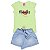 Conjunto Feminino Infantil Blusa de Cotton e Short Jeans - Imagem 3