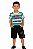 Conjunto Infantil Masculino Camiseta Listrada + Bermuda Moletinho - Imagem 1