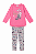 Conjunto Infantil Feminino Malwee Kids Meia Estação – Blusa Rosa + Legging Estampada - Imagem 1