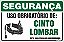 Placa de segurança uso obrigatório de: cinto  lombar nesta área trabalhe com segurança. - Imagem 1