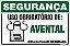 Placa de segurança uso obrigatório de: avental nesta área trabalhe com segurança. - Imagem 1
