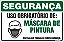 Placa de segurança uso obrigatório de: máscara de pintura nesta área trabalhe com segurança. - Imagem 1