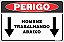 Placa de perigo homens  trabalhando abaixo - Imagem 1