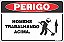 Placa de perigo homens  trabalhando acima. - Imagem 1