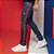 Calça slim masculina jeans azul escuro com puídos e faixa lateral - Imagem 2