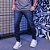 Calça jeans escuro masculina slim com puídos - Imagem 1