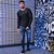 Calça jeans masculina slim com detalhes puídos - Imagem 4