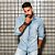 Camisa jeans masculina delavê - Imagem 1