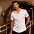 Camisa masculina branca com manga curta e logomania - Imagem 1