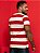 Camiseta Masculina Listrada com Gola V Total Conforto - Imagem 2