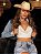 Jaqueta Jeans Cropped Color Block - Imagem 1