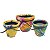 Kit com 3 vasos de barro forrados com tecido estampas variadas - Imagem 1