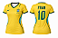 Baby Look Feminina Brasil 2026 Azul e Amarelo | Estilo Copa | Leve e Confortável | Dry Fit c/ Elastano - Imagem 3