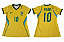 Baby Look Feminina Brasil 2026 Azul e Amarelo | Estilo Copa | Leve e Confortável | Dry Fit c/ Elastano - Imagem 5