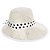 Chapéu Feminino Fedora Moda Praia Fibra Papel Fita Poá BRANCO - Imagem 1