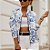 Jaqueta Feminina Curta Vintage Floral Print Casual - Imagem 2