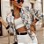 Jaqueta Feminina Curta Vintage Floral Print Casual - Imagem 1