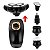 Barbeador Elétrico Masculino 05 em 01 com 07 Lâminas Flutuando Cabeça IPX6 Tela LCD Impermeável Regarregável Preto - Imagem 6