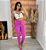 Calça Feminina Social Cintura Alta Malha Pop com Botões Rosa - Imagem 3