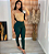 Calça Feminina Social Cintura Alta Malha Pop com Botões Verde Escuro - Imagem 2