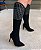 Bota Feminina TORRICELLA Bico Fino Cano Alto Camurça Preto Apliques cor Cristal - Imagem 3