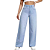 Calça Jeans Wide Leg Feminina Azul Claro Lisa Cintura Alta - Imagem 1