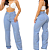 Calça Jeans Wide Leg Feminina Azul Claro Lisa Cintura Alta - Imagem 3