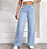 Calça Jeans Wide Leg Feminina Azul Claro Lisa Cintura Alta - Imagem 6