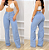 Calça Jeans Wide Leg Feminina Azul Claro Lisa Cintura Alta - Imagem 5