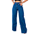 Calça Jeans Wide Leg Feminina Azul Escuro Lisa Cintura Alta - Imagem 1