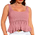 Blusa Cropped Tricot Regata com Babado e Vazados Nude - Imagem 1