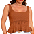 Blusa Cropped Tricot Regata com Babado e Vazados Marrom - Imagem 1