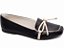 Mocassim Feminino TORRICELLA Rasteiro Laço em Nó Preto detalhes Off White - Imagem 3
