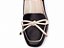 Mocassim Feminino TORRICELLA Rasteiro Laço em Nó Preto detalhes Off White - Imagem 5