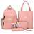 Kit Mochila Feminina Lona Casual Estojo Necessaire Bolsa O4 Peças ROSA - Imagem 1