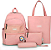 Kit Mochila Feminina Lona Casual Estojo Necessaire Bolsa O4 Peças ROSA - Imagem 4