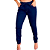 Calça Feminina Jogger Jeans Destroyed Cintura Alta Blogueira Azul Escuro - Imagem 2
