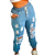 Calça Feminina Jogger Jeans Destroyed Cintura Alta Blogueira Azul Claro - Imagem 1